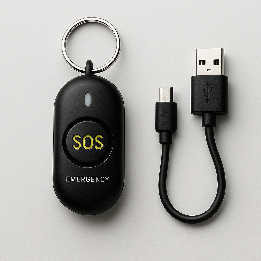 Portable Emergency SOS Alarm Keychain – Personal Safety Siren with LED Flashlight
