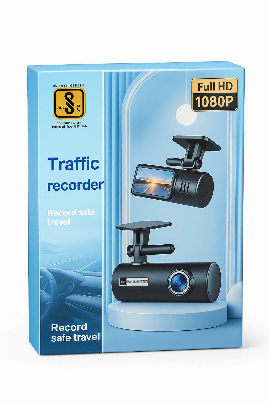 Traffic Recorder - with 1080P Video & Adhesive Mount