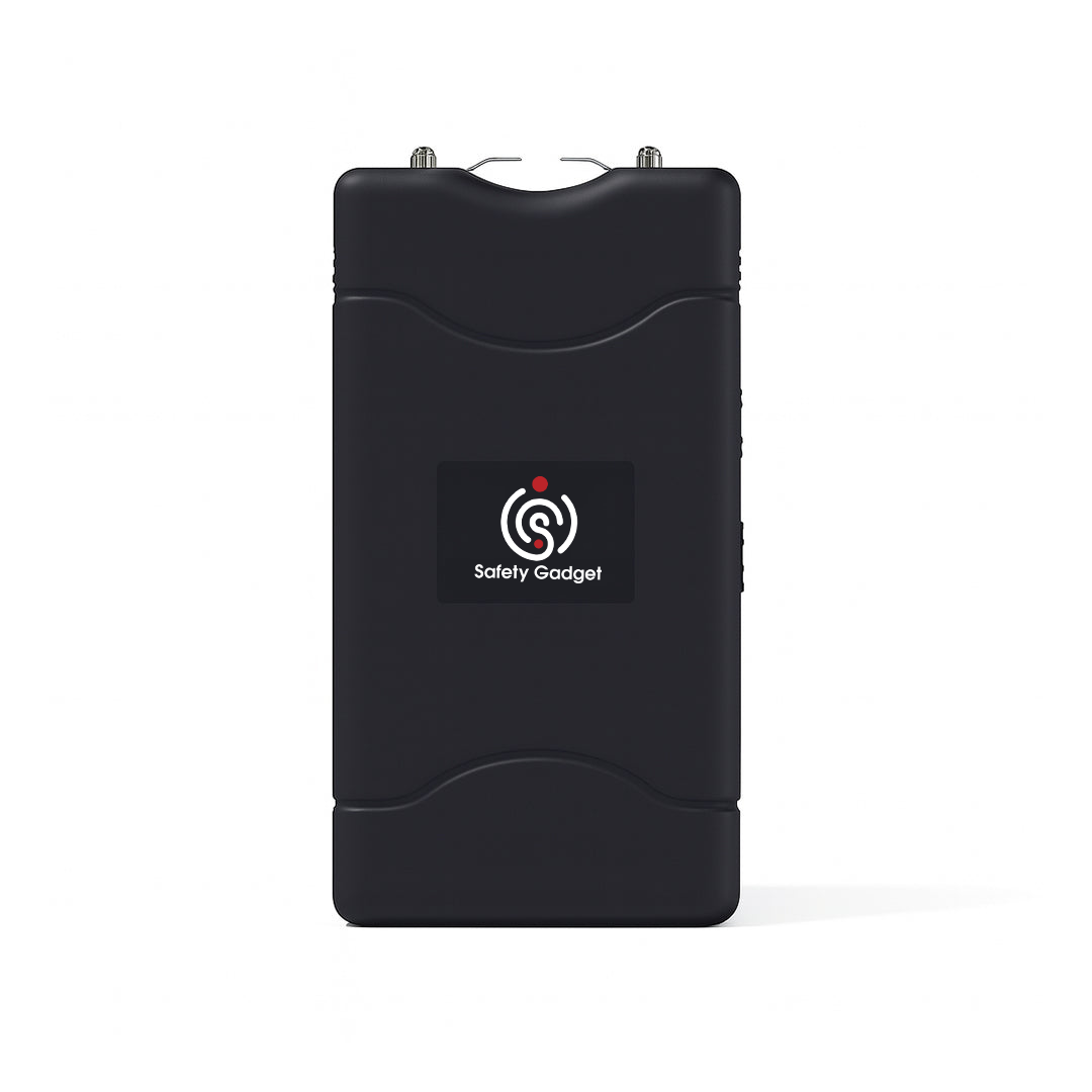 Black safety gadget with a logo on a white background